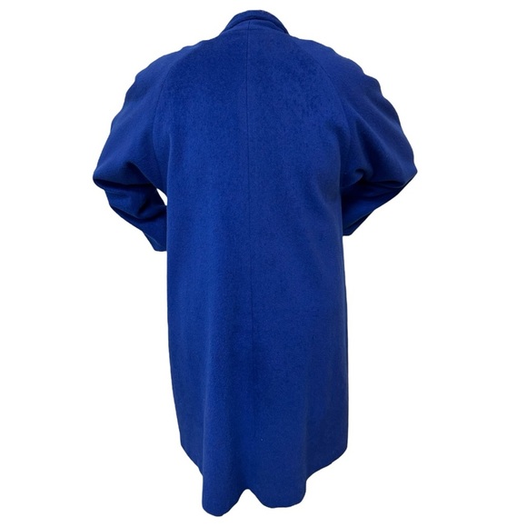 Vintage 70s Larry Levine Women Union Made ILGWU Blue Wool Crest Embroidered Coat - Picture 6 of 15